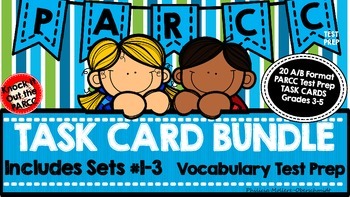 Preview of PARCC Test Prep Vocabulary Task Cards A/B Format BUNDLE (Sets1-3)