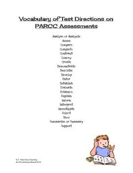 Preview of PARCC or AIR Vocabulary from the Task Directions