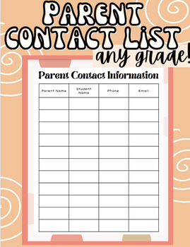 Preview of PARENT CONTACT INFORMATION SHEET | CLASSROOM MANAGEMENT