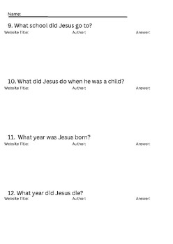 Preview of PART 2: Life of Jesus Web quest