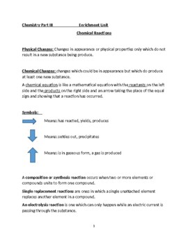 Preview of PART 3 "Chemical Reactions" "THE ULTIMATE CHEMISTRY UNIT IN 3 PARTS!"