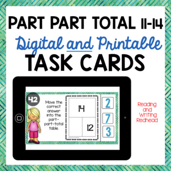 Preview of PART PART WHOLE NUMBERS 11-14  Digital & Printable Task Cards for Google™