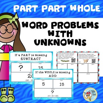Preview of PART PART WHOLE WORD PROBLEMS with unknowns - 2nd grade -Print and Digital