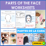 Parts of the face worksheets in Spanish