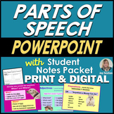 PARTS OF SPEECH PowerPoint with Student Notes Packet - Pri