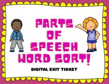 Preview of PARTS OF SPEECH- WORD SORT DIGITAL EXIT TICKET