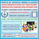 PARTS OF SPEECH - WORD CLASSES: 26 WORKSHEETS WITH ANSWERS