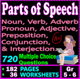 PARTS OF SPEECH Worksheets. Nouns, Verbs, Adjectives, Adve