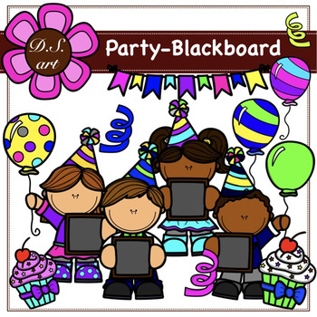 Preview of PARTY - BLACK BOARD Digital Clipart (color and black&white)