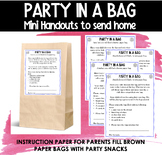 PARTY IN A BAG MINI HANDOUTS | PAPER BAG INSTRUCTIONS FOR PARENTS