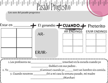 Preview of PASADO PROGRESIVO APUNTES/Past Progressive Notes