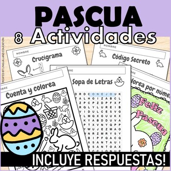 Preview of PASCUA DE RESURRECCIÓN 8 ACTIVIDADES C/ RESPUESTAS Español ISPY Sopa de Letras