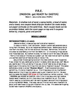 Preview of PASSION: gettting READY for EASTER (P.R.E.), 4 week Sunday School Bible Series