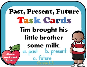 Preview of Past Present Future Verbs Task Cards