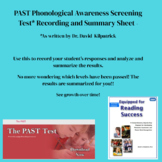 PAST Phonological Awareness Screening  Recording and Summa