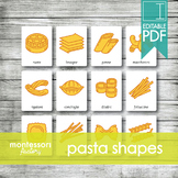 Italian PASTA SHAPES • Montessori Cards • Flash Cards • Th