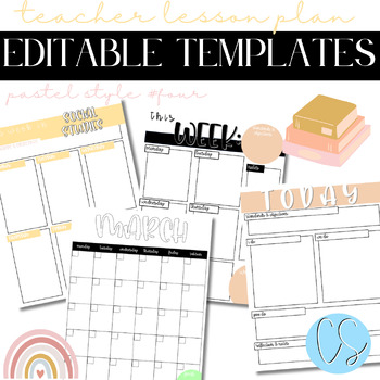 Preview of PASTEL Editable Lesson Plan Templates: Style Four