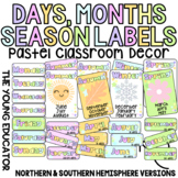 PASTEL RAINBOW MONTHS DAYS SEASONS POSTERS/LABELS