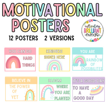 PASTEL RAINBOW MOTIVATIONAL POSTERS | CLASSROOM DECOR