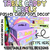 PASTEL TABLE CADDY LABELS *Editable*