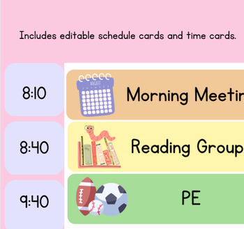 PASTEL Visual Daily Schedule Cards | Editable by Sunbeam Kinder | TPT