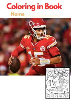 Preview of PATRICK MAHOMES II, NFL, Coloring in Book, PDF Printable Book