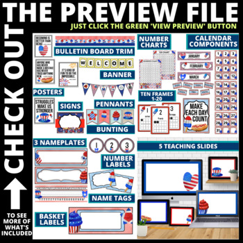 PATRIOTIC Classroom Decor Bundle Theme Americana social studies civics USA