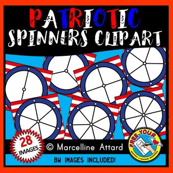 Preview of 4TH OF JULY PRESIDENTS DAY PATRIOTIC SPINNERS CLIPART (STARS AND STRIPES)