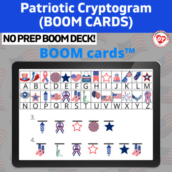 Preview of PATRIOTIC / VETERANS DAY CRYPTOGRAM  OT/ SLP BOOM CARDS tm