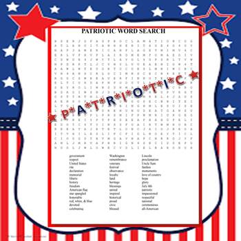 Preview of PATRIOTIC  {Words Search}