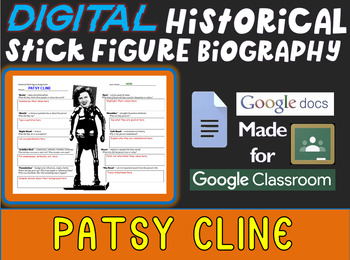 Preview of PATSY CLINE Digital Historical Stick Figure Biography (MINI BIOS)