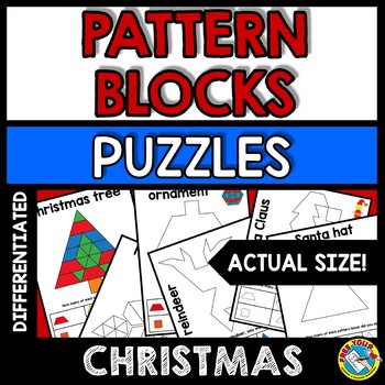 Preview of PATTERN BLOCK MAT CHRISTMAS MATH ACTIVITY 1ST GRADE KINDERGARTEN PUZZLE DECEMBER