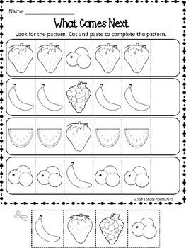 PATTERNS: Fruit Patterns Worksheets by Sue's Study Room | TpT