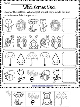 PATTERNS: Spring Patterns Worksheets by Sue's Study Room | TPT