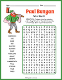 PAUL BUNYAN Word Search Puzzle Worksheet Activity