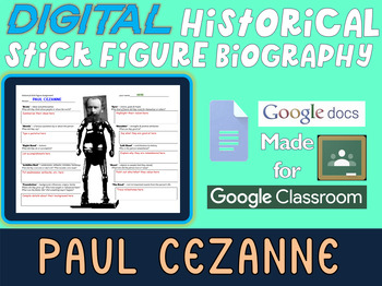 Preview of PAUL CEZANNE Digital Historical Stick Figure Biography (MINI BIOS)