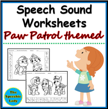Preview of PAW Patrol Speech Sound Worksheets