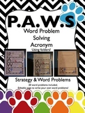 P.A.W.S. Word Problem Solving Strategy Using Folders and B