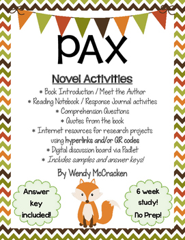 Preview of PAX by Sara Pennypacker - Novel Study and Activities