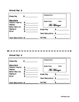 Preview of PAYCHECK: Gross Pay, Deductions, Net Pay