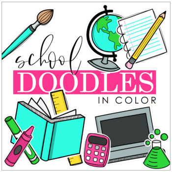 Preview of PB School Doodles Clipart in Color