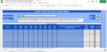 Preview of PBIS Check in Check Out (CICO) Digital Daily Progress Report (DPR)