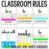 PBIS Classroom Rules Posters (Brights or Black and White)