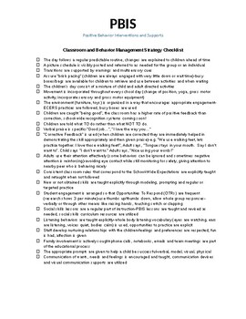 Preview of PBIS Classroom and Behavior Management Strategy Checklist
