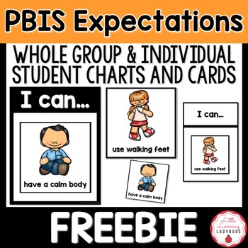 PBIS Expectations FREEBIE Whole-Group & Individual Student Charts and Cards