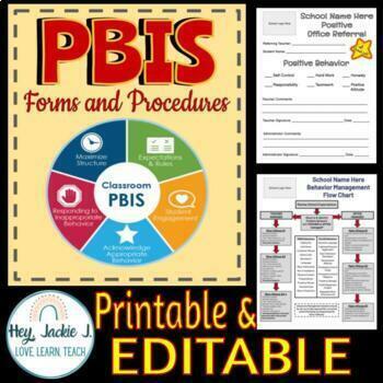 Preview of PBIS Forms Principal Elementary Junior High Middle MTSS Google Editable Matrix 