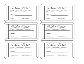 golden ticket template black and white