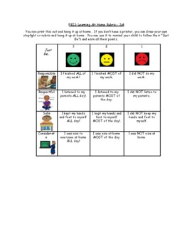 Preview of PBIS Learning At Home Rubric (Autistic Population)