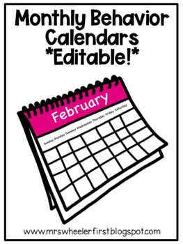 Preview of PBIS Monthly Behavior Calendars-Editable!