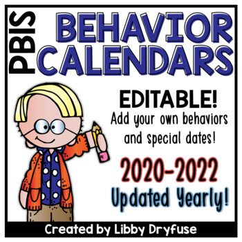 Preview of PBIS Monthly Behavior Calendars EDITABLE!!  {Updated Yearly!}